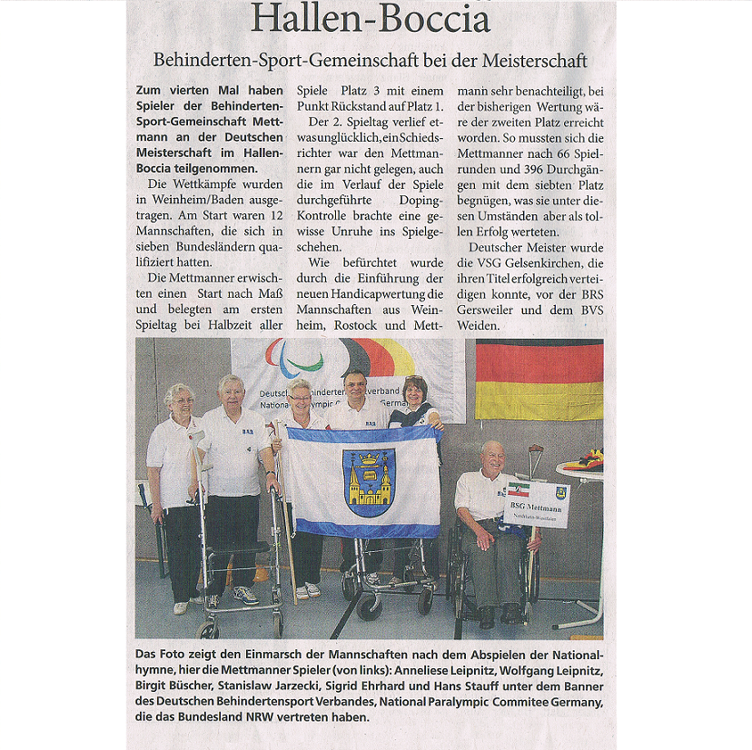 Deutschen Meisterschaft im Boccia (Halle) 2013 In Weinheim